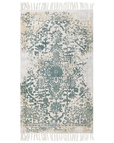 Teppich Viskose beige / grün 80 x 150 cm orientalisches Muster Kurzflor BOYALI