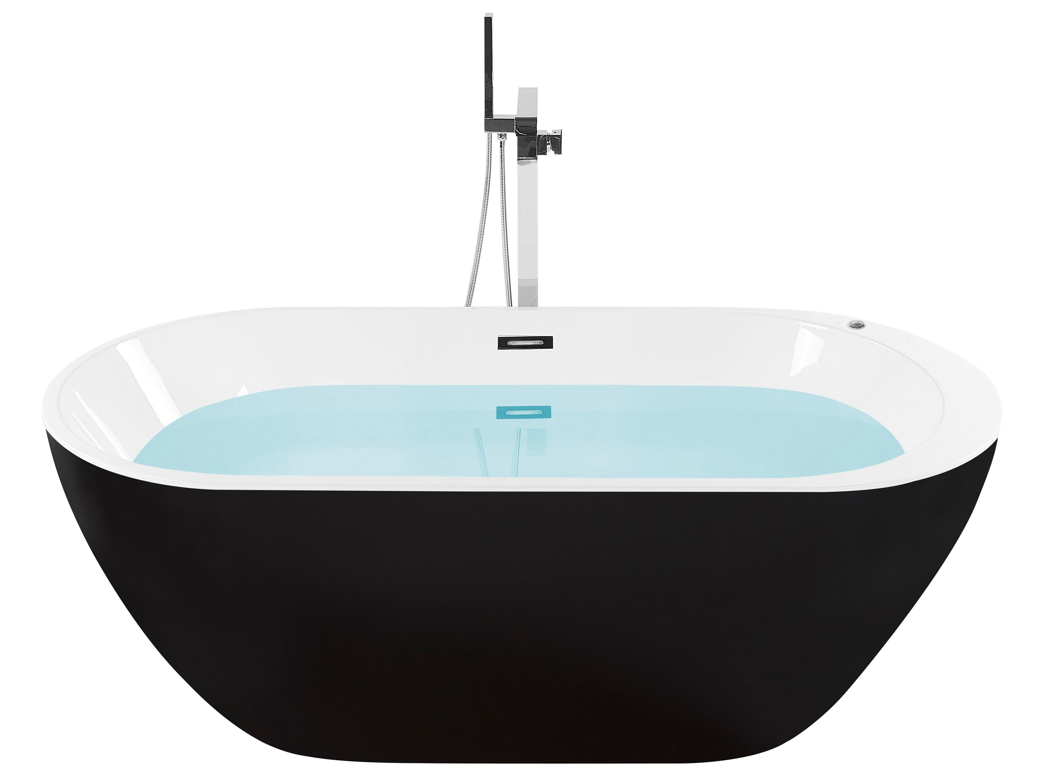 Freestanding Whirlpool Bath with LED 1700 x 800 mm Black NEVIS ...