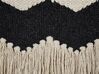 2 bawełniane poduszki w geometryczny wzór z frędzlami 45 x 45 cm beżowo-czarne HYDRANGEA_835297