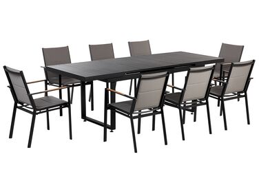 Zestaw ogrodowy stół rozkładany i 8 krzeseł czarny VALCANETTO/BUSSETO