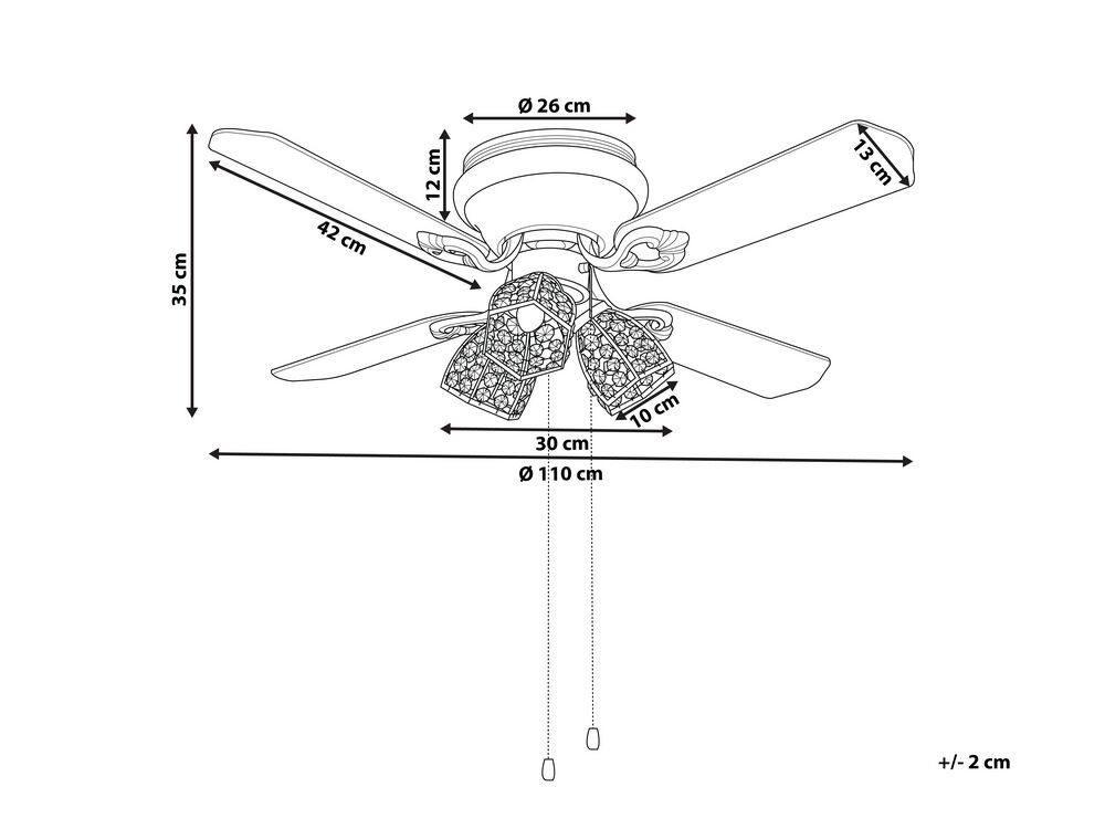 Deckenventilator mit Licht dunkler Holzfarbton / schwarz SALWEEN