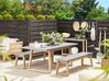 Set de jardin table avec deux bancs en fibre-ciment gris et bois clair ORIA_804540