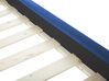Cama con somier de terciopelo azul marino/madera oscura 160 x 200 cm AVALLON_729071