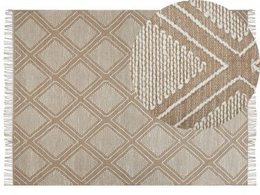 Teppich Baumwolle beige / weiss 160 x 230 cm Kurzflor KACEM