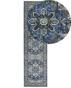 Matto kangas harmaa/sininen 80 x 300 cm KOTTAR