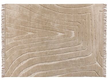 Gulvtæppe beige polyester 300 x 400 cm SAZOO