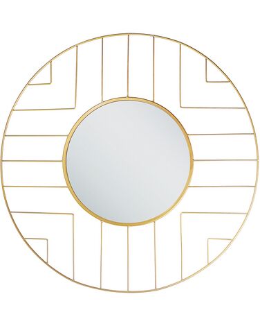 Metalowe okrągłe lustro ścienne ø 60 cm złote HESDIN