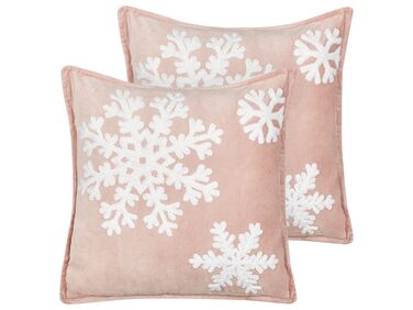 Set of 2 Velvet Cushions Christmas Motif 45 x 45 cm Pink MURRAYA