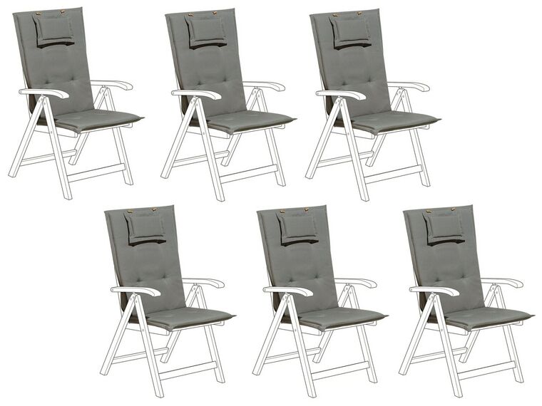 Lot de 6 coussins en tissu gris graphite pour chaises de jardin TOSCANA/JAVA_765163