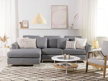 Right Hand Fabric Corner Sofa Light Grey OSLO