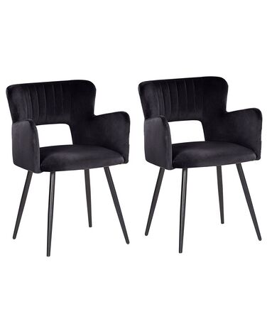 Conjunto de 2 cadeiras de jantar em veludo preto SANILAC
