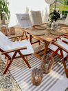 6 Seater Acacia Wood Garden Dining Set with Off-White Cushions JAVA_807452