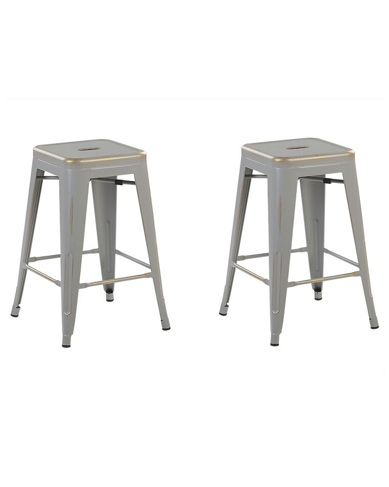 Set of 2 Steel Stools 60 cm Silver with Gold CABRILLO_763294