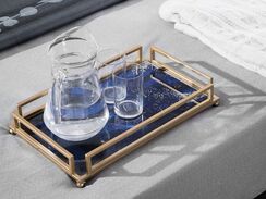 Koristetarjotin metalli sininen/kulta 40 x 25 cm PRIVAS Koristetarjotin metalli sininen/kulta 40 x 25 cm PRIVAS