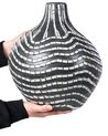Dekoratívna terakotová váza 35 cm čierna/biela KUALU_849672