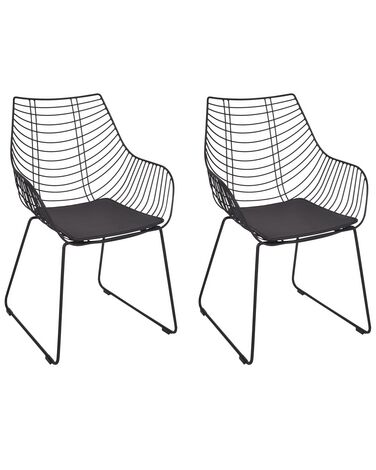 Metallstuhl schwarz mit Kunstleder-Sitz 2er Set ANNAPOLIS
