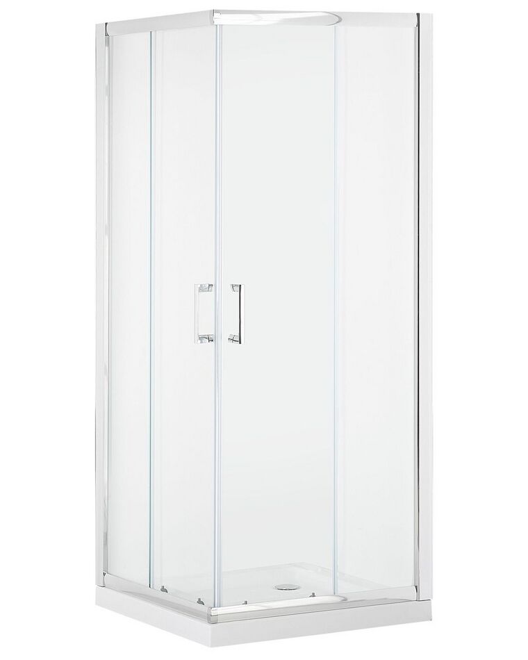Mampara de ducha de vidrio templado plateada 90x90x185 cm TELA_787937