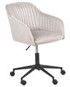 Krzesło biurowe regulowane welurowe beżowoszare VENICE_868460