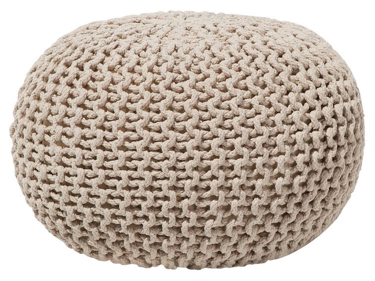 Pouf en Coton Beige Assise Supplémentaire de Salon Repose Pouf en Coton Beige Assise Supplémentaire de Salon Repose