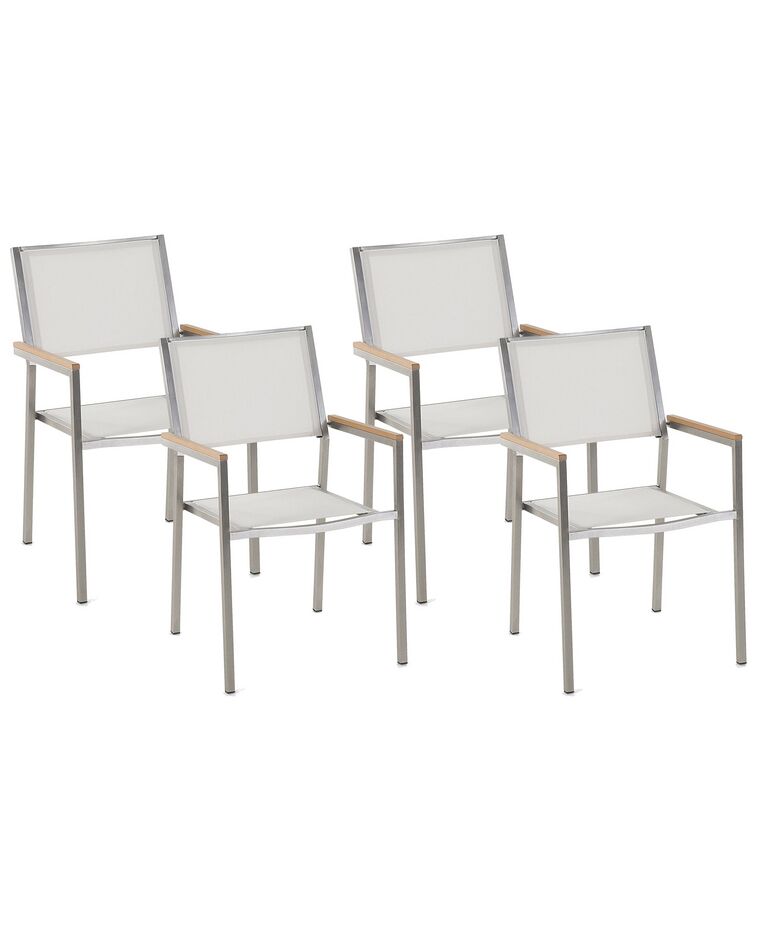 Conjunto de 4 cadeiras de jardim em metal e tela branca GROSSETO_818410