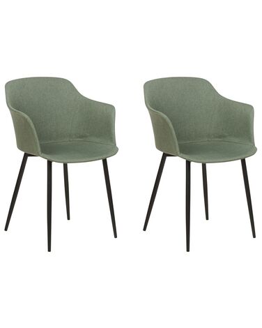 Set of 2 Fabric Dining Chairs Dark Green ELIM