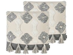 Koristetyyny puuvilla beige/harmaa tuftattu 45 x 45 cm 2 kpl ALOCASIA