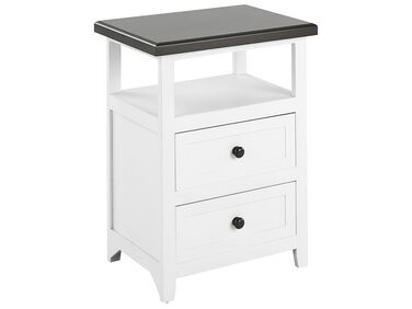 2 Drawer Bedside Table White with Brown LAYOLA