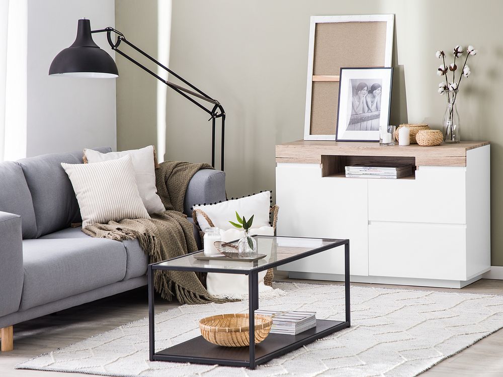 Cómoda blanca/madera clara MARLIN | Beliani.es