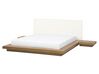 Łóżko ze stolikami nocnymi 160 x 200 cm jasne drewno ZEN_756280