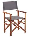 Set of 2 Acacia Folding Chairs and 2 Replacement Fabrics Dark Wood with Grey / Geometric Pattern CINE_819367