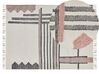Teppich Baumwolle beige / schwarz 140 x 200 cm abstraktes Muster Fransen Kurzflor MURADIYE_817039