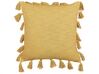 Set of 2 Cotton Cushions with Tassels 45 x 45 cm Yellow LYNCHIS_838708