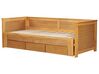 Drevená rozkladacia posteľ s úložným priestorom 90/180x200 cm svetlé drevo CAHORS_912563