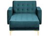 Chaise-longue reclinável em veludo azul esverdeado ABERDEEN_738034