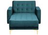 Chaise longue côté gauche en velours bleu paon avec rangement PESSAC Chaise longue côté gauche en velours bleu paon avec rangement PESSAC