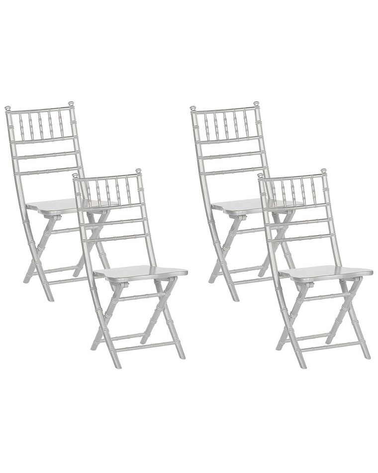 Conjunto de 4 cadeiras em madeira prateada MACHIAS_775176
