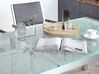 Conjunto de mesa com tampo triplo vidro temperado 180 x 90 cm e 6 rattan sintético GROSSETO_768730