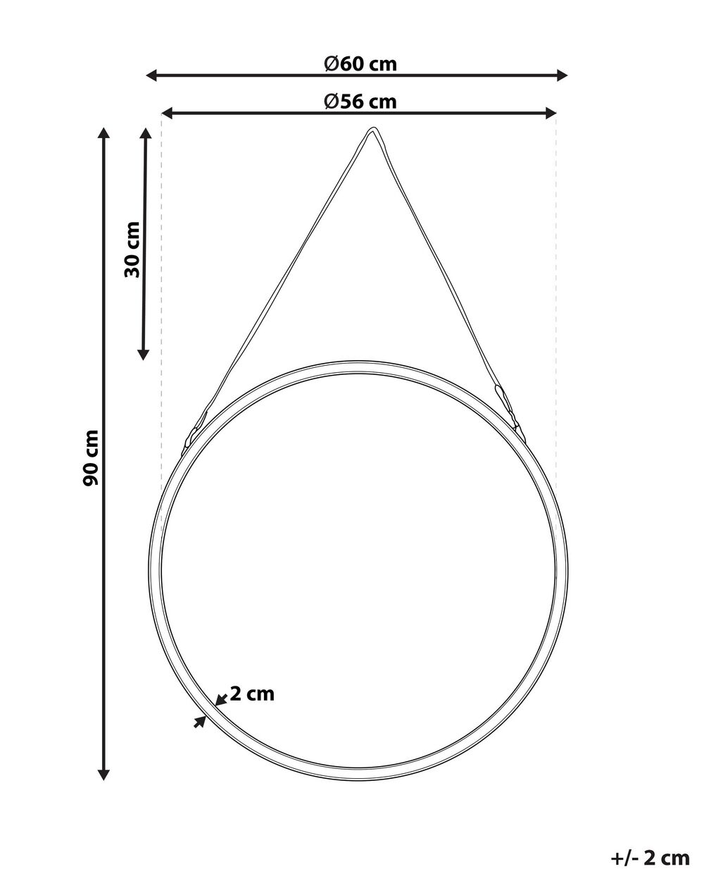 Wandspiegel gold mit Aufhängeband ø 60 cm AUTUN | Beliani.de