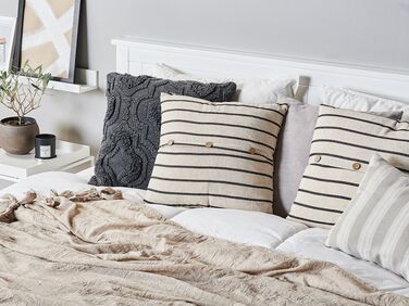 Set of 2 Cotton Cushions Striped 43 x 43 cm Beige and Black CYNARA