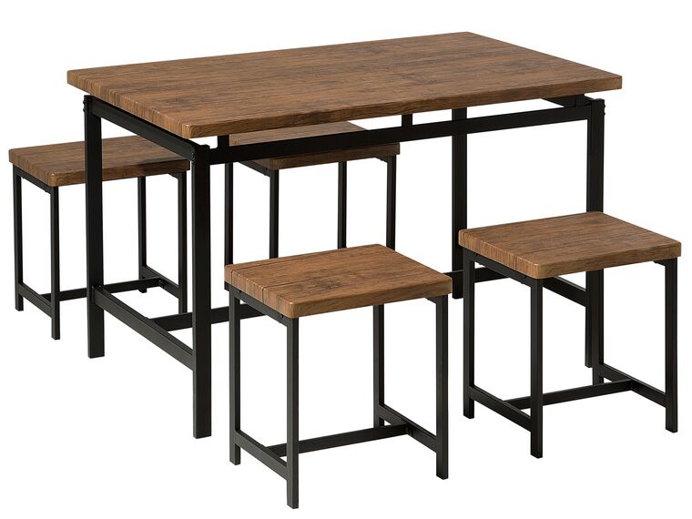 Matgrupp av bord och 4 stolar brun ARLINGTON_690167