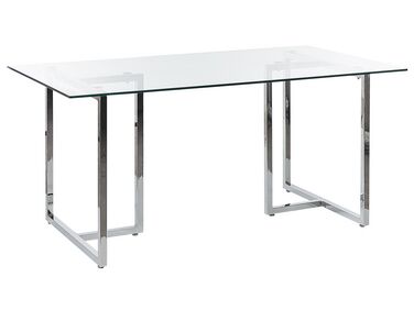 Ezüst Étkezőasztal Üveglappal 160 x 90 cm ENVIA