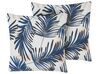 Set of 2 Outdoor Cushions Leaf Motif 45 x 45 cm Blue ELATI_818618