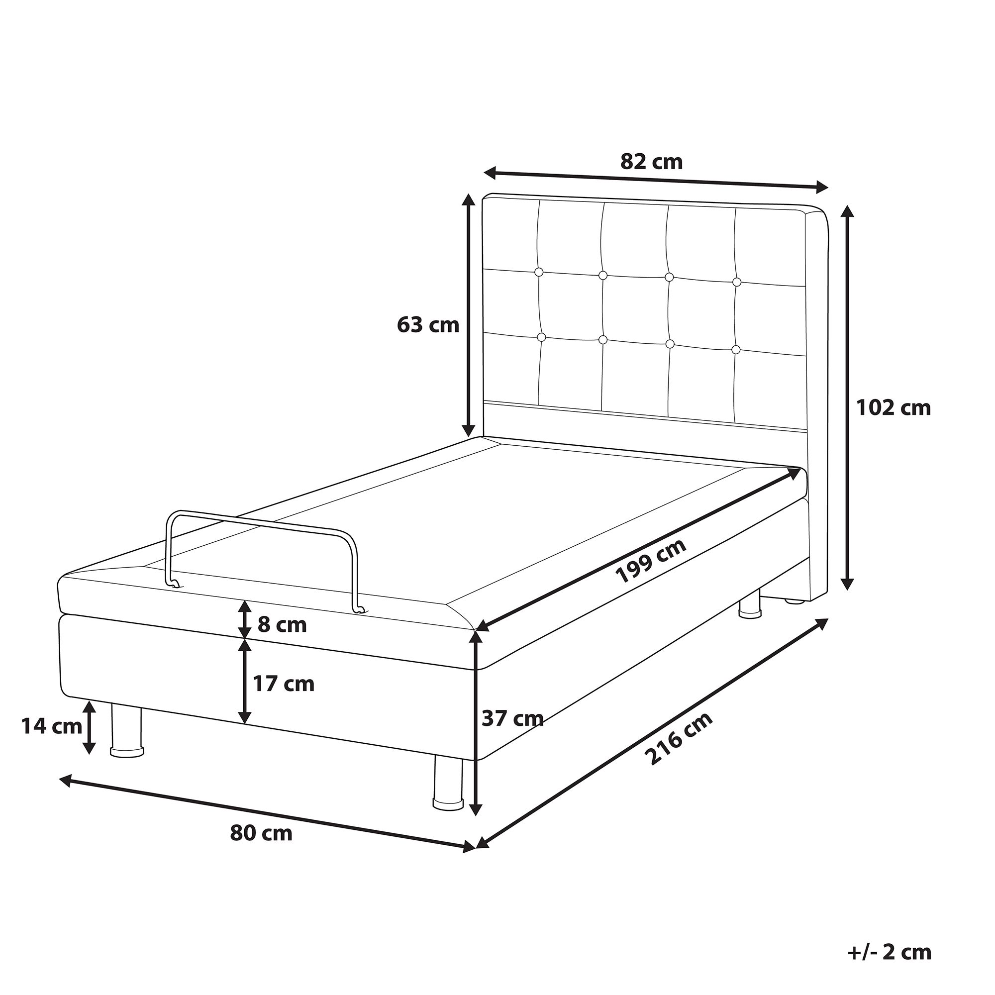 Łóżko regulowane tapicerowane 80 x 200 cm szare DUKE