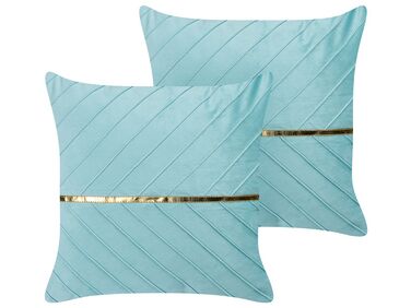 Conjunto de 2 almofadas decorativas em veludo azul claro 45 x 45 cm CONEFLOWER
