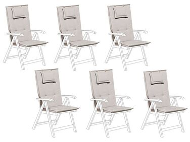 Sada 6 polštářů na zahradní židli v béžové barvě TOSCANA/JAVA