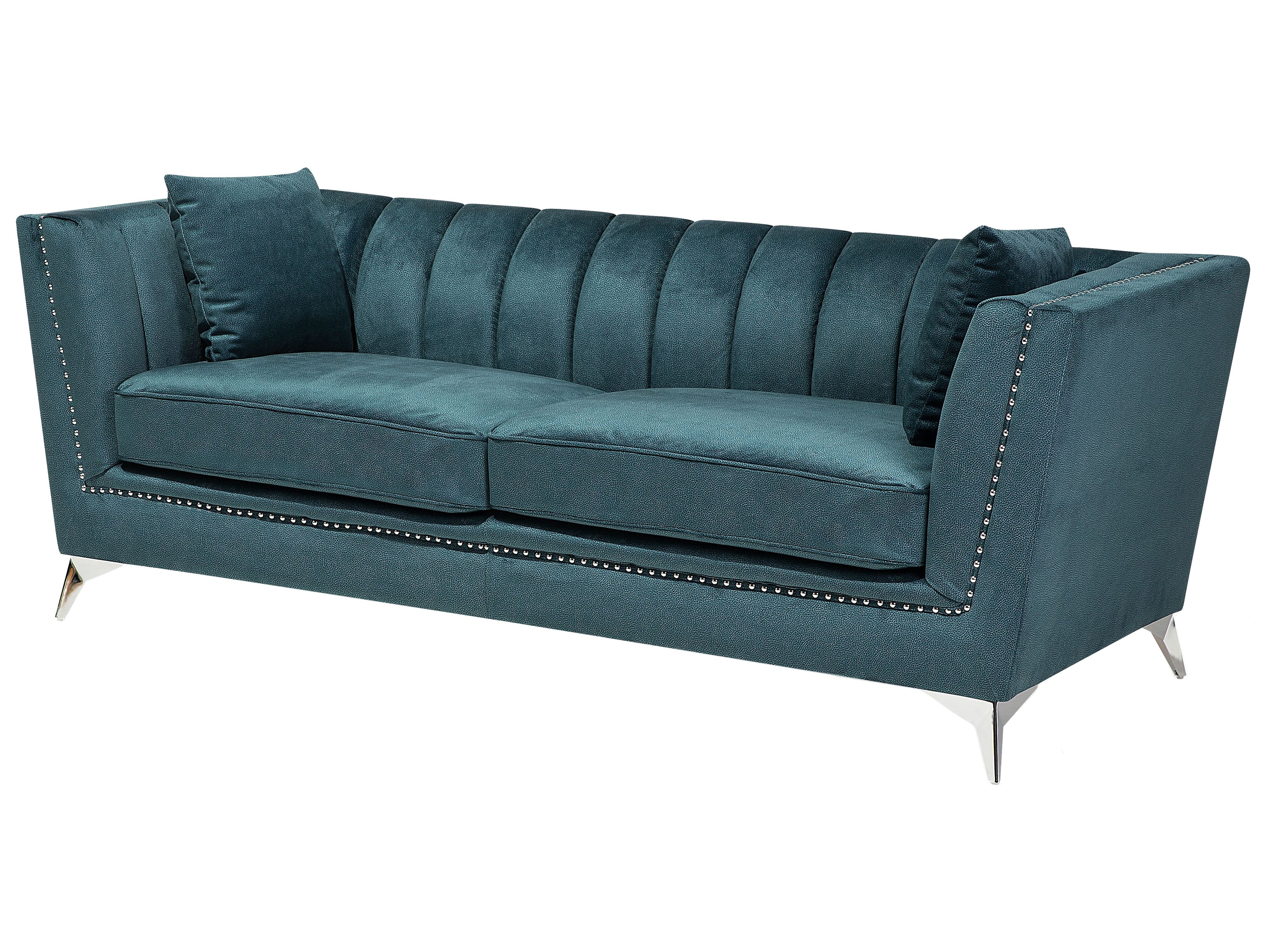 Sofa 3-osobowa welurowa lazurowa GAULA