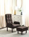 Linen Recliner Chair with Ottoman Brown OLAND_902006