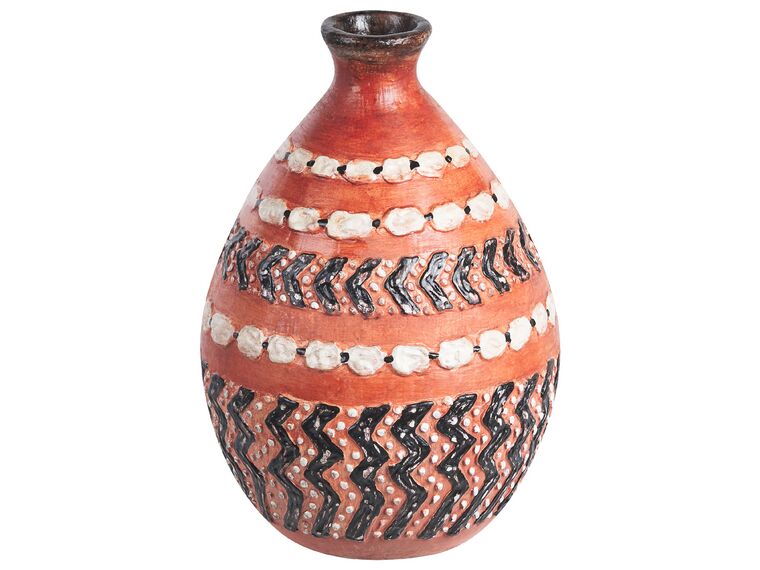 Dekorativ vase i terrakotta 36 cm brun og svart KUMU_850154