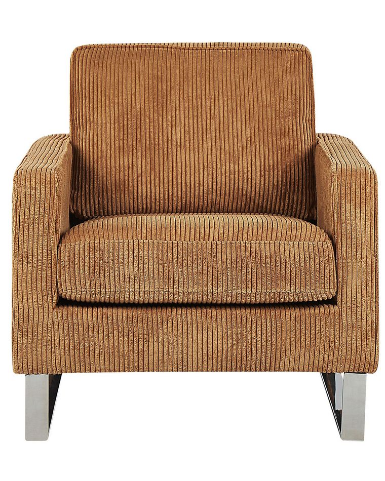 Jumbo Cord Armchair Light Brown VIND Beliani.co.uk