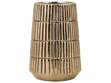 Stoneware Decorative Vase 22 cm Gold QANAWAT
